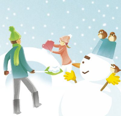 近代セールス社「バンクビジネス」 2018年2月15日号 表紙イラスト　かまくら作りのイラスト