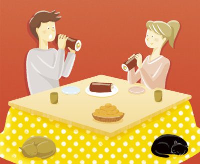 近代セールス社「バンクビジネス」 2018年2月1日号 表紙イラスト 恵方巻きを食べるイラスト